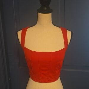 Worn Once FP Movement Free People Red Corset Style Sports Bra Open Back Small